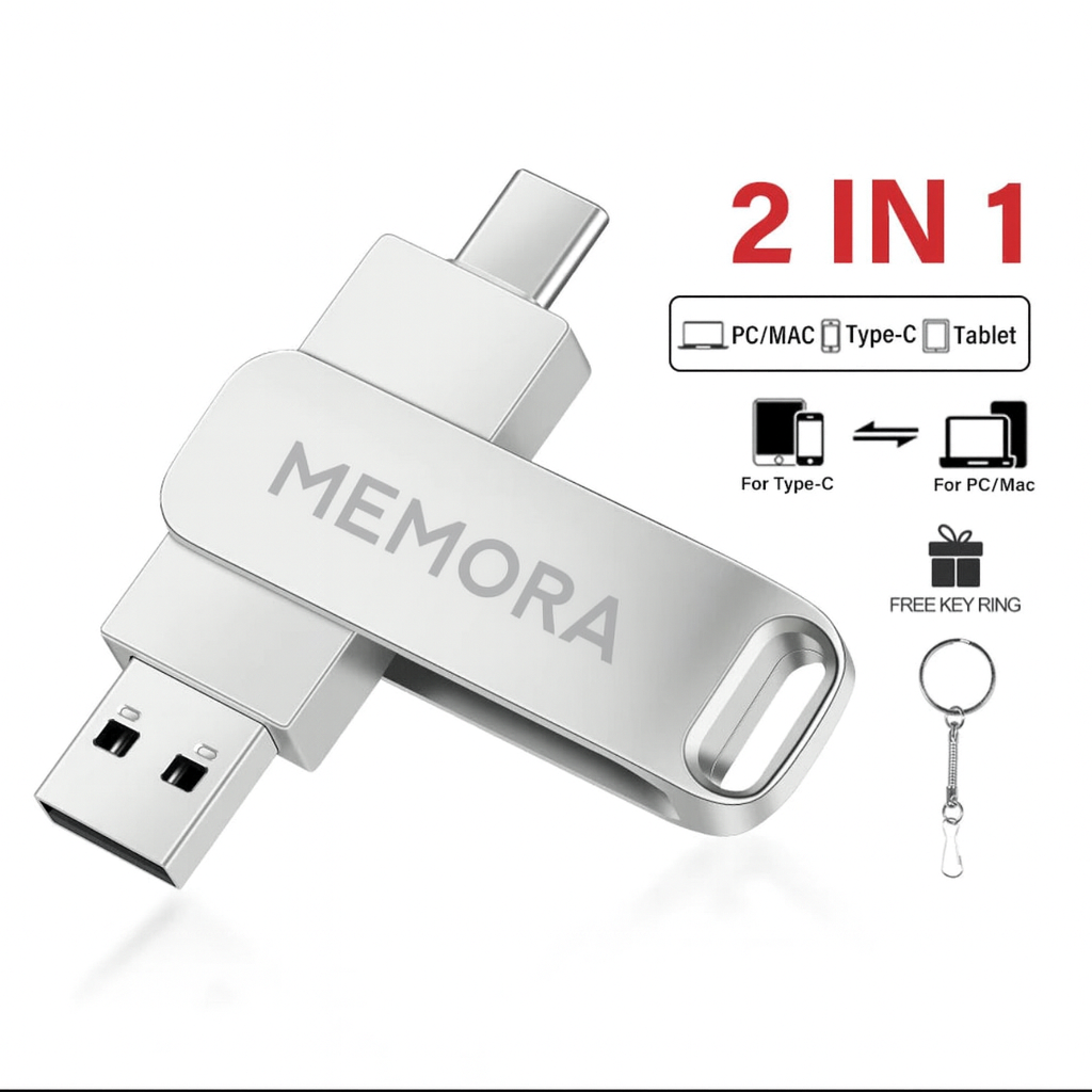 USB 2.0 TYPE-C Flash Drive USB C Flash Drive Metal Silver New Product Rotatable