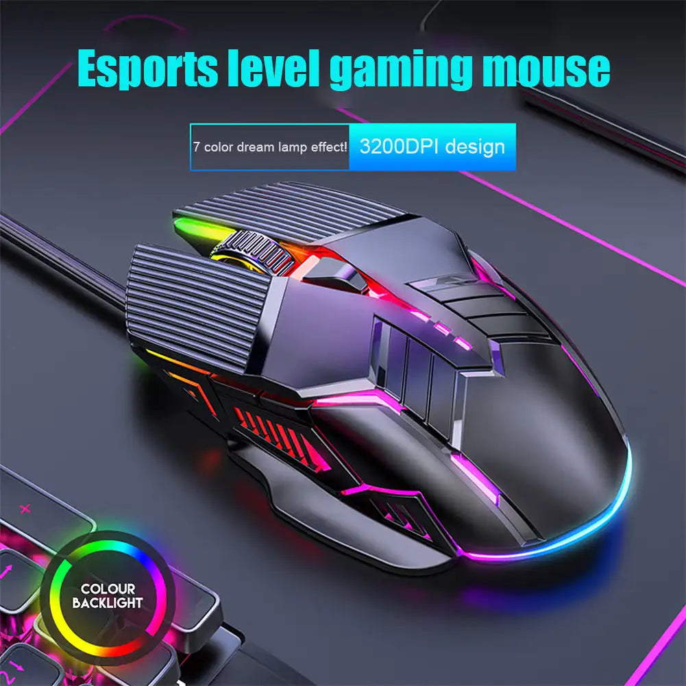 Wired Gaming Mouse RGB 6 Button LED Silent E-Sports Mice