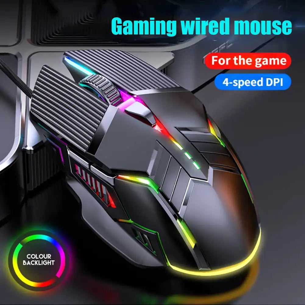 Wired Gaming Mouse RGB 6 Button LED Silent E-Sports Mice