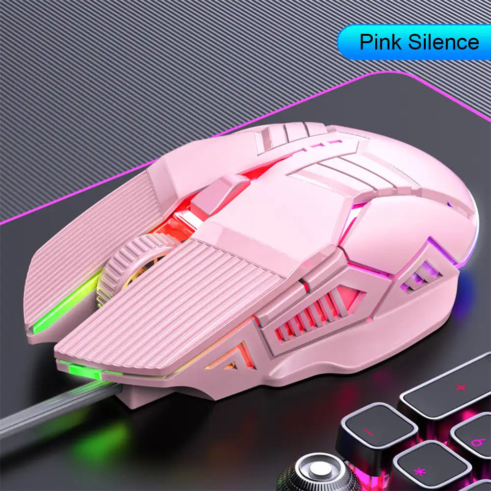 Wired Gaming Mouse RGB 6 Button LED Silent E-Sports Mice