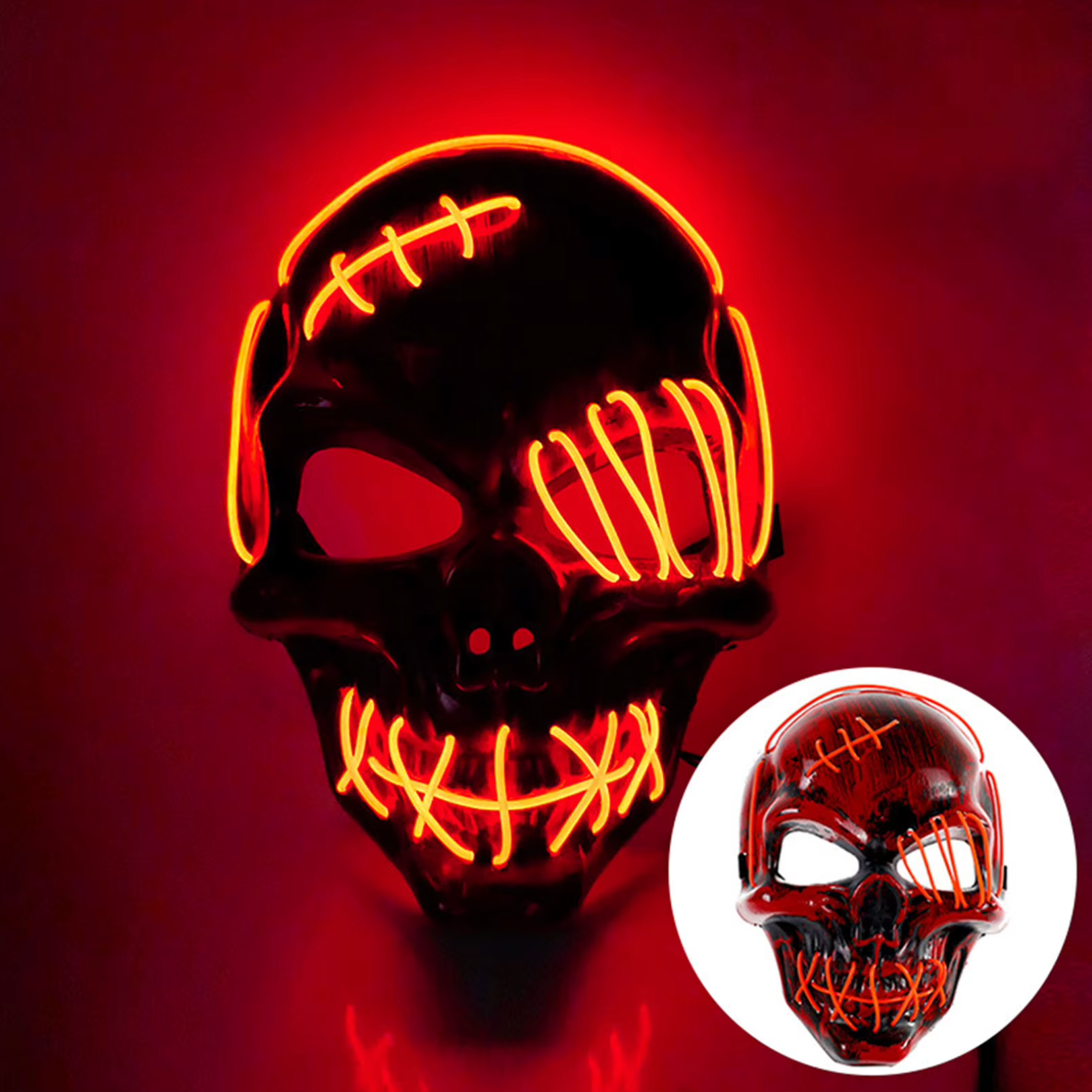 One-Eyed Luminous Mask Halloween Horror Mask Neon Lights