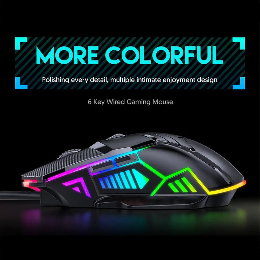 Wired Gaming Mouse RGB 6 Button LED Silent E-Sports Mice